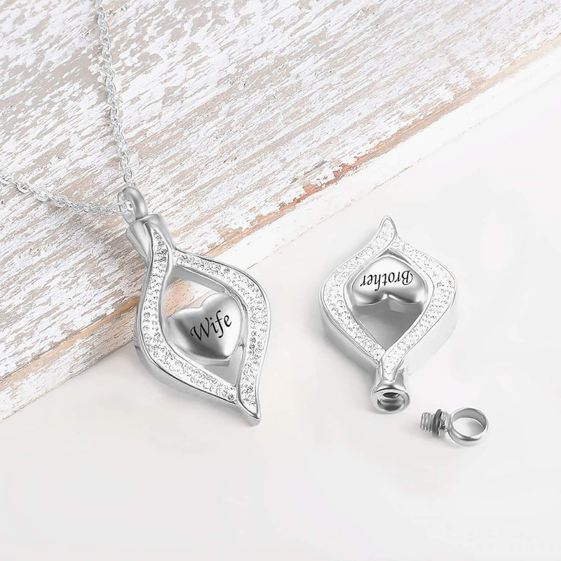 [Australia] - LuxglitterLin Teardrop Eye of My Heart Crystal Cremation Urn Necklace for Human Pet Ashes Holder Memorial Keepsake Pendant Jewelry Papa 