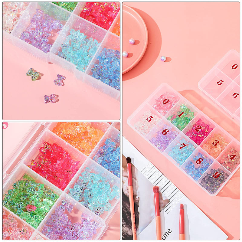 [Australia] - 2 Pieces False Nail Tips Transparent Storage Box with 10 Number Empty Spaces Storage Case Container Nail Art Organizer Box Plastic Grid Box for Fingernail Crystal, Jewelry，Nail Accessories 