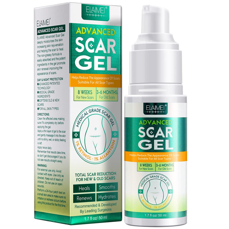 [Australia] - Advanced Silicone Scar Gel,Scar Removal Gel Cream for Old or New Scars- C-Section, Keloid, Tummy Tuck, Surgery-Natural Treatment with Vitamin E,Retinol-50ML 