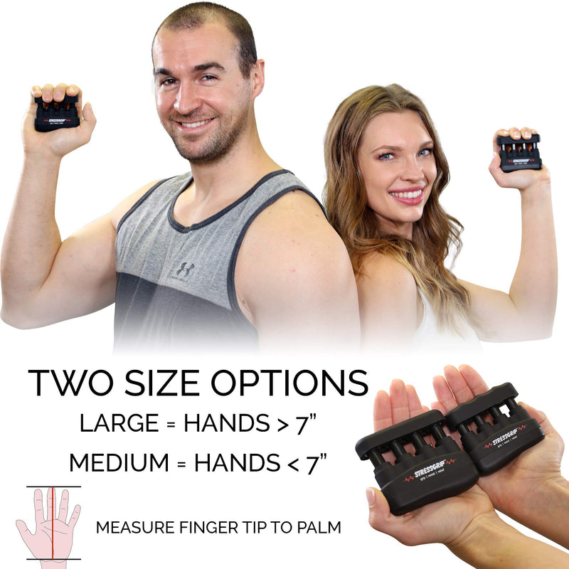 [Australia] - StressGrip - Stress Relief for Adults (Large) - A Stress & Anxiety Relief Device - Comfortable Hand Exerciser - Stress Reliever & Hand Gripper - Black Large (Pack of 1) 