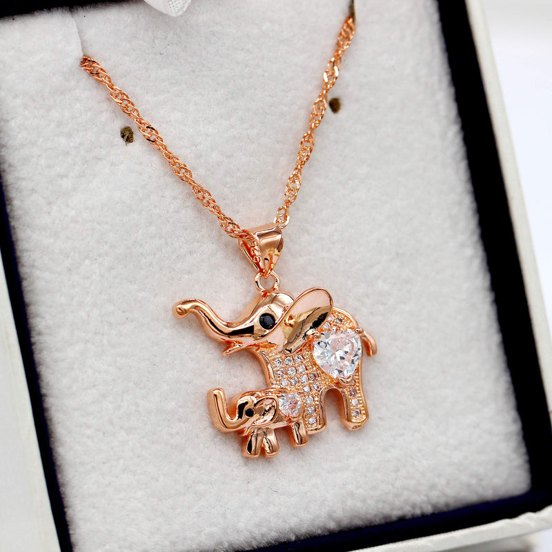 [Australia] - Uloveido Mom Love Baby Elephant Pendant Necklace Fashion Women Good Luck Jewelry Necklace for Mom Daughter Y484 Rosegold 