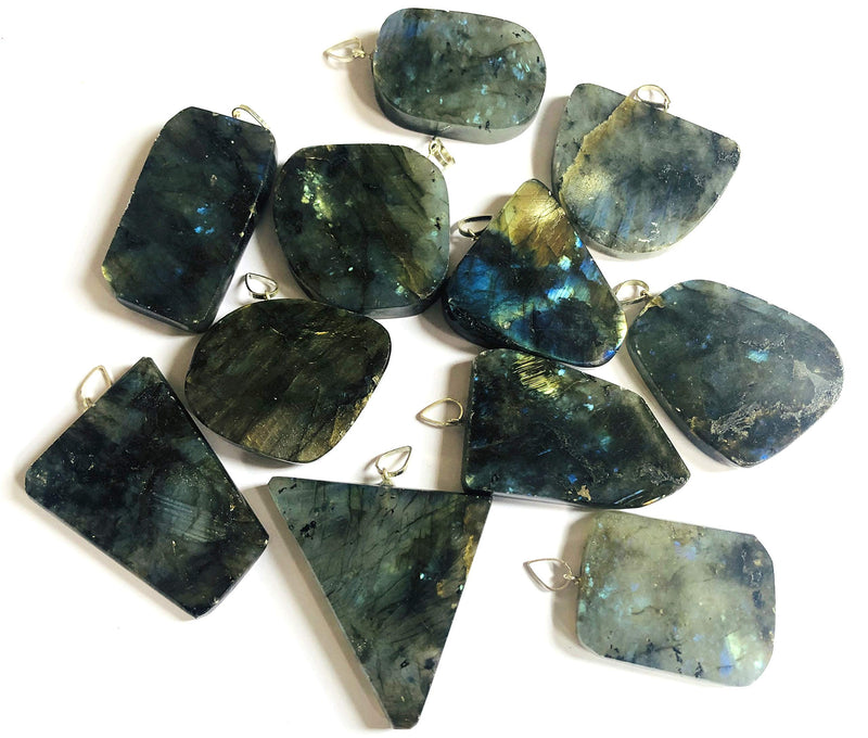 [Australia] - crystalmiracle Labradorite Gemstone Pendant (Single Piece) Crystal Fashion Gift Wellness Positive Energy Meditation Handcrafted Accessory 