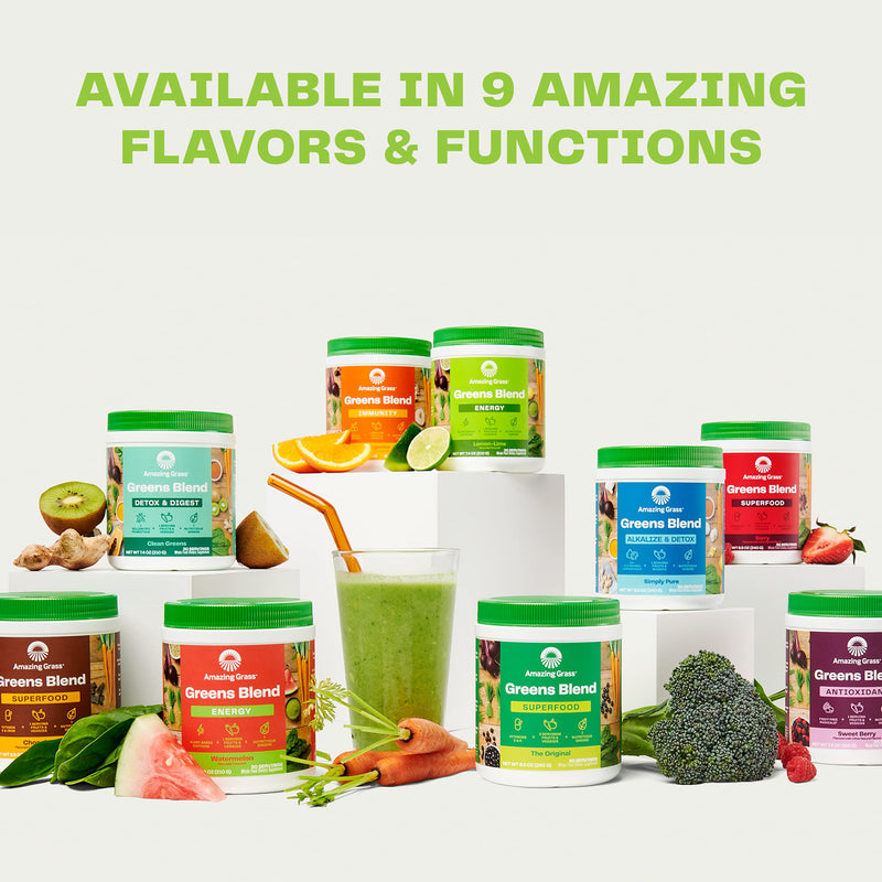 [Australia] - Amazing Grass Greens Blend Energy: Smoothie Mix, Super Greens Powder & Plant Based Caffeine with Matcha Green Tea & Beet Root Powder, Lemon Lime, 30 Servings (Packaging May Vary) 30 Servings (Pack of 1) 