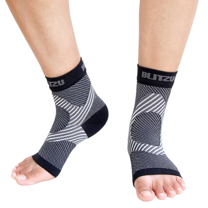 [Australia] - Ankle Brace Foot Compression Sleeve Open Toe Compression Socks Women Planter Fasciated Brace Compression Sock Night Splint For Plantar Fasciitis Women Achilles Tendonitis Brace For Women Black L-XL Large/X-Large (1 Pair) 