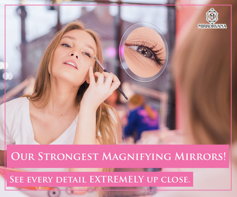 [Australia] - 20X & 15X Magnifying Mirror Combo Set with 3 Stick On Suction Cups For Makeup and Tweezing Eyebrows - Compact Handheld Design & Travel Ready - Extremely Strong X20 Zoom - 15cm & Small 10cm Diameter 