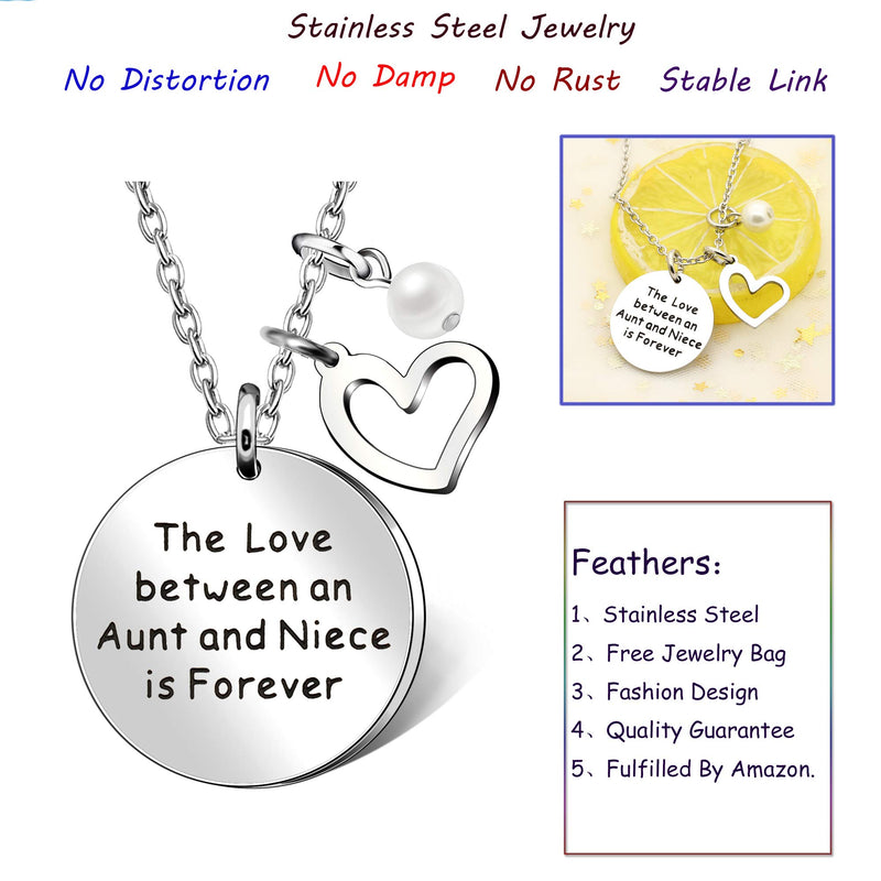 [Australia] - Aunt Niece Pendant Necklace Love Heart Pearl - The Love Between an Aunt and Niece is Forever 