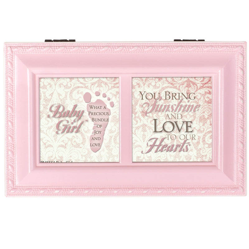 [Australia] - Cottage Garden Baby Girl Distressed Pink Petite Music Box/Jewelry Box Plays Brahms Lullaby 