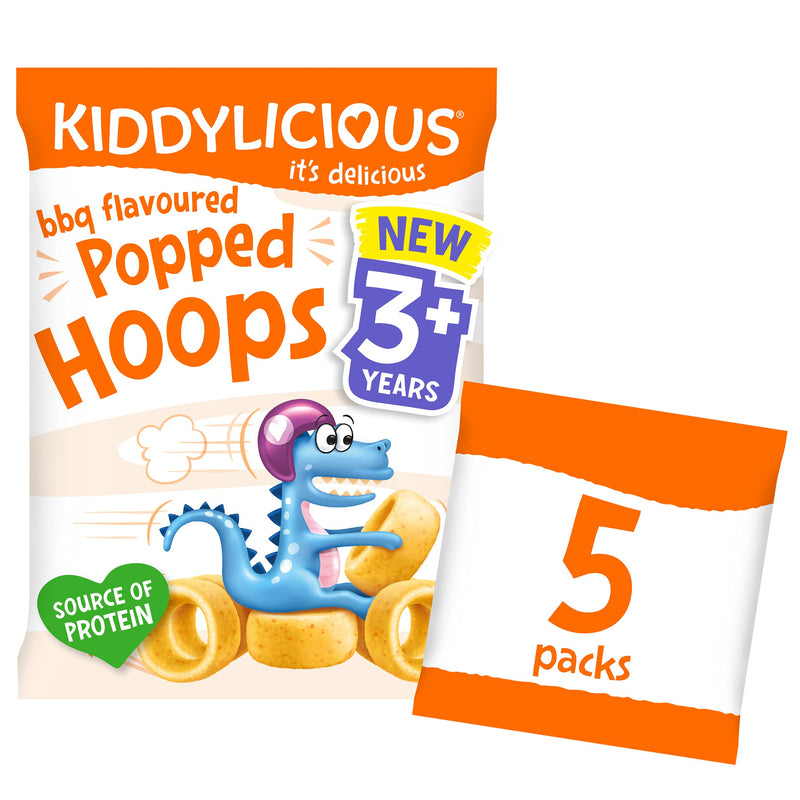 [Australia] - Kiddylicious BBQ Lentil & Rice Popped Hoops - Delicious Snacks for Kids - Suitable for 3+ Years - 15 Packs (3x5) BBQ Hoops 