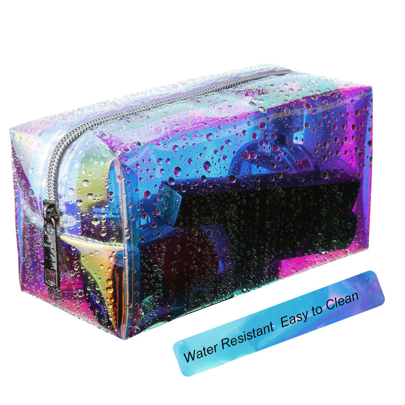 [Australia] - 2 Pieces Holographic Makeup Bag Iridescent Cosmetic Pouch Waterproof Portable Handbag for Makeup Tools Organize 