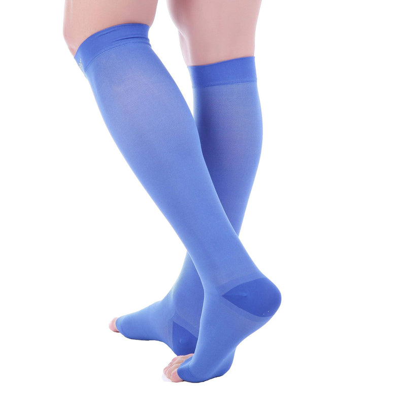 [Australia] - Doc Miller Open Toe Compression Socks 1 Pair 15-20 mmHg Firm Support Blue X-Large Tall 