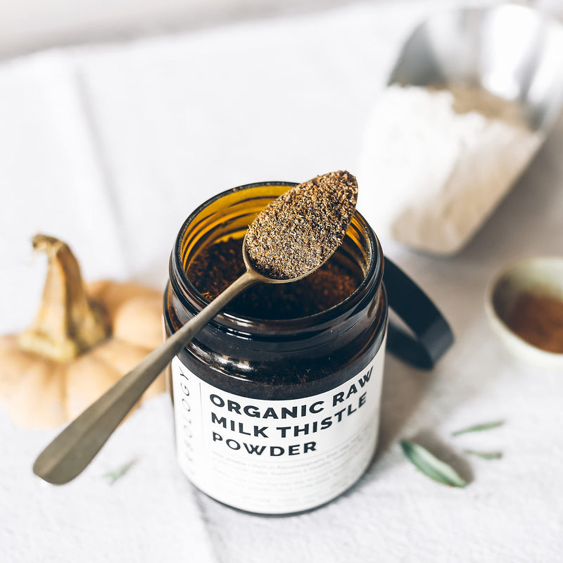 [Australia] - 100% Organic Milk Thistle Powder 120g - Cold-Pressed from 100% Milk Thistle Seeds - Rich in Silymarin - Cleanse and Detox - Straight from Farm - Raw Vegan - Non-GMO - Recyclable Glass Jar 