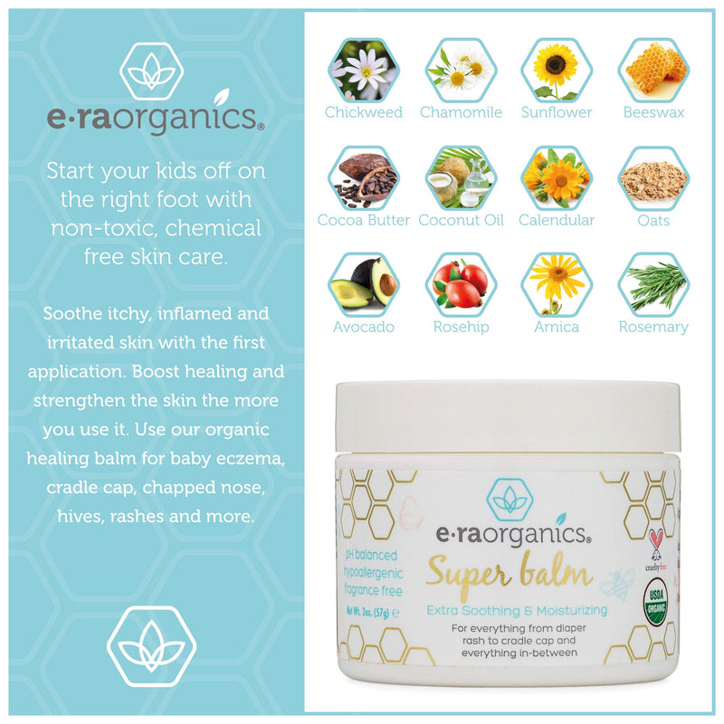 [Australia] - Era Organics Healing Ointment for Babies - USDA Certified Organic Natural Gentle Moisturizer for Sensitive Skin Prone To Baby Eczema, Cradle Cap (Infant Seborrheic Dermatitis), Rashes & Hives (4 oz.) 