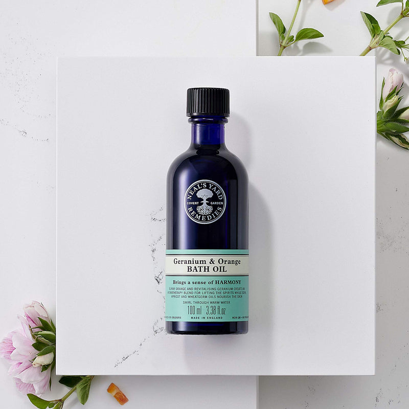 [Australia] - Neal's Yard Remedies Geranium & Orange Bath Oil | Energise Body & Mind W/ Uplifting Scents | 100ml 