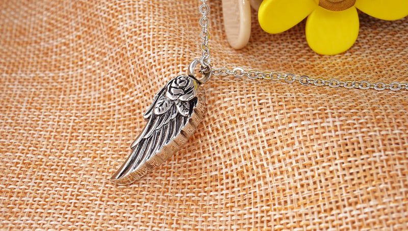 [Australia] - COCO Park Stainless Steel Angel Wing Ash Pendant Cremation Jewelry Urn Necklace Keepsake Style 1 