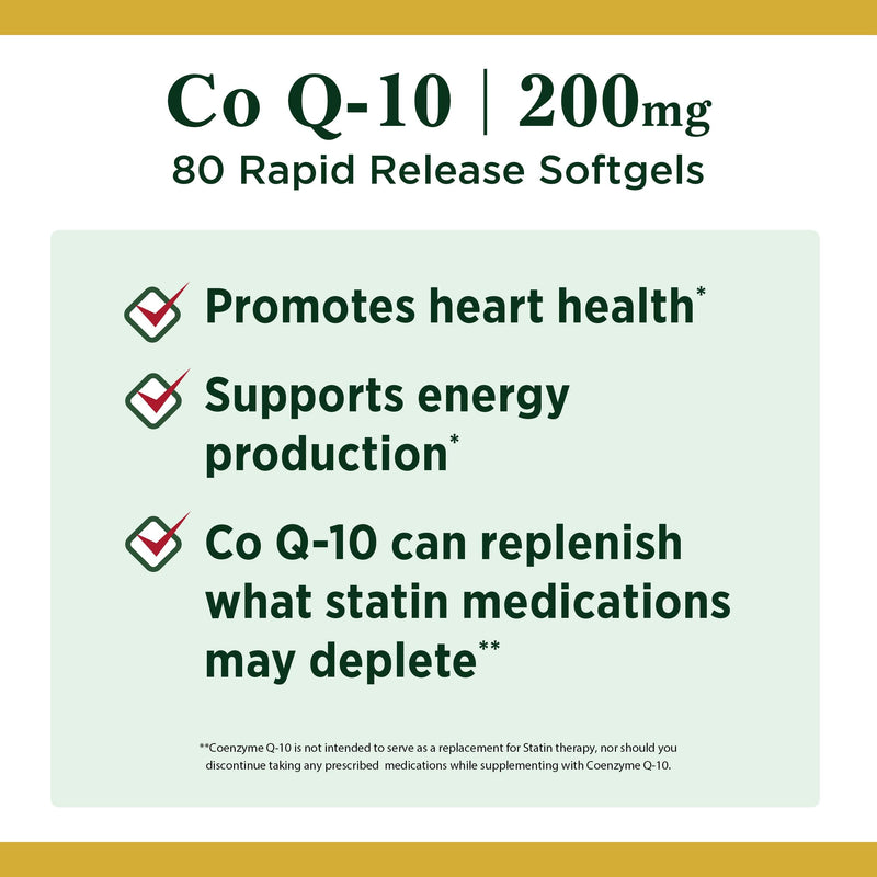 [Australia] - CoQ10 by Nature's Bounty, Dietary Supplement, Supports Heart Health, 200mg, 80 Softgels 80 Count 