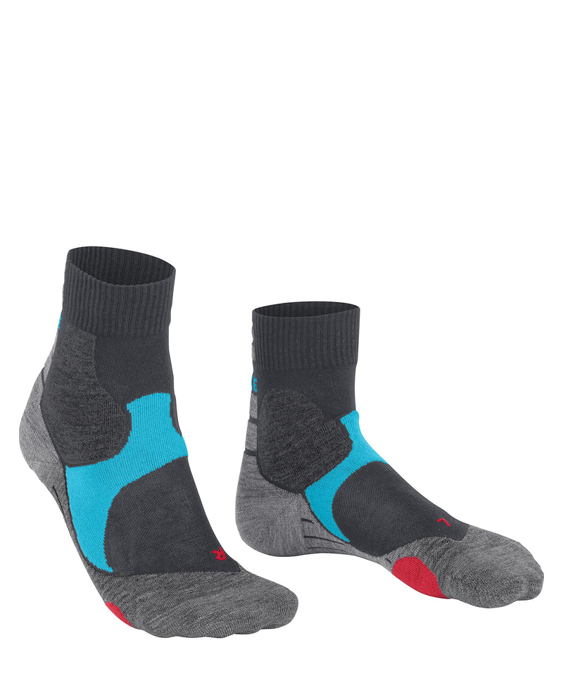 [Australia] - FALKE Unisex BC3 Cycling Socks Cotton Black Grey Short Sports Socks Padded Cushioned Sole Breathable Quick Dry Ideal For Mountain Bikers 1 Pair 9.5-10.5 Grey (Stone 3591) 