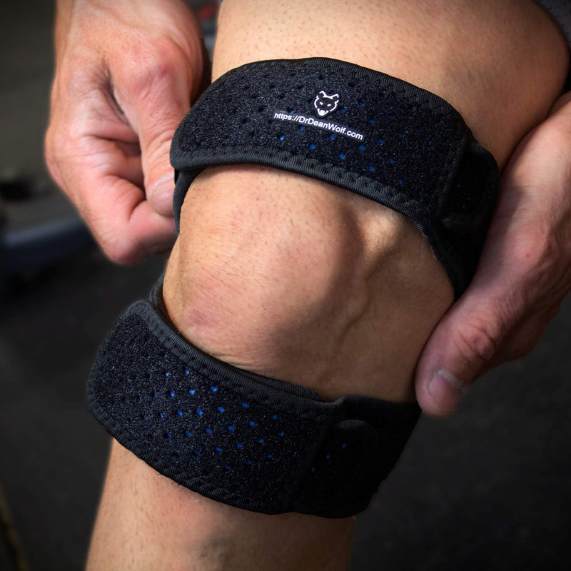 [Australia] - Dr. Wolf Dual Knee Strap For Patellar Tendon Support – Pain Relief Band For Jumper’s Knee, Basketball, Running, Tendonitis, Patellofemoral, Chondromalacia Patellae - Adjustable Neoprene Brace 