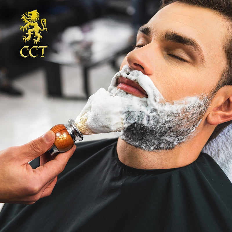 [Australia] - The Cambridge Cut Throat® Luxury Missanda Hardwood and Stainless Steel Men's Shaving Brush for Soap, Foam or Cream with Premium Synthetic Silvertip Vegan Friendly Badger Bristles Male Grooming Present 