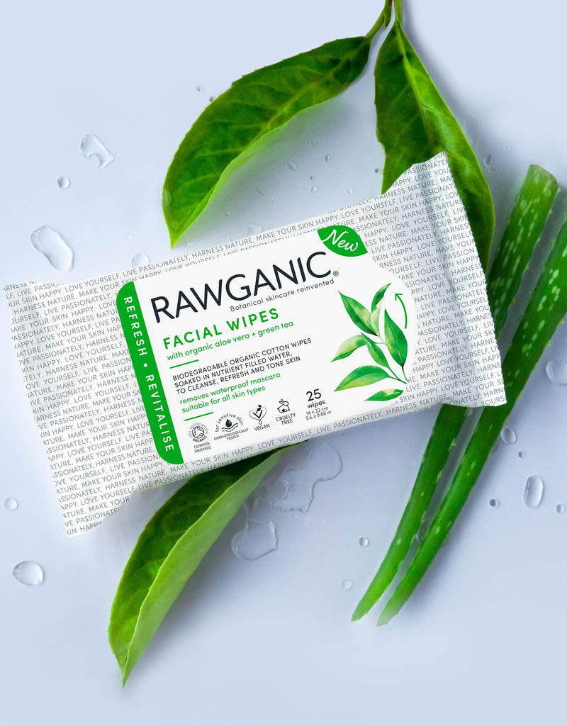[Australia] - RAWGANIC Refreshing Facial Wipes | Gentle Soothing, Alcohol-free, Fragrance-free, Biodegradable Organic Cotton Wipes | with Aloe Vera and Green Tea | 6 Packs (150 wipes in total) 6 Packs (150 wipes in total) 