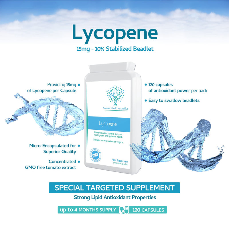 [Australia] - Lycopene 15mg, 120 Capsules – Special Targeted Release Antioxidant Supplement Support for Healthy Eye Function, Cardiovascular and Prostate Health 