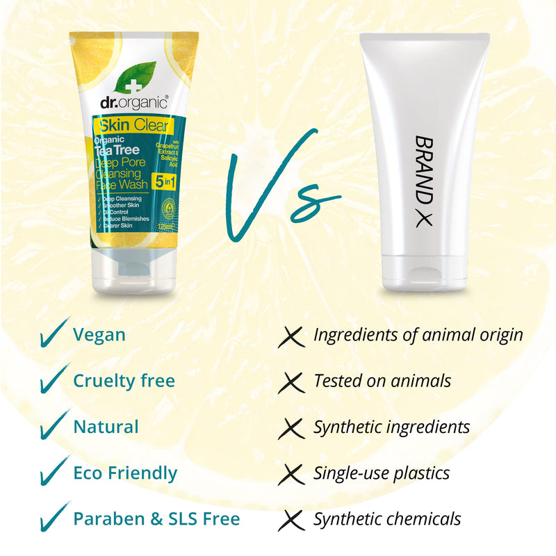 [Australia] - Dr Organic, Organic Skin Clear Face Wash , Natural , Vegan , Cruelty Free , Paraben & SLS Free , 125ml 