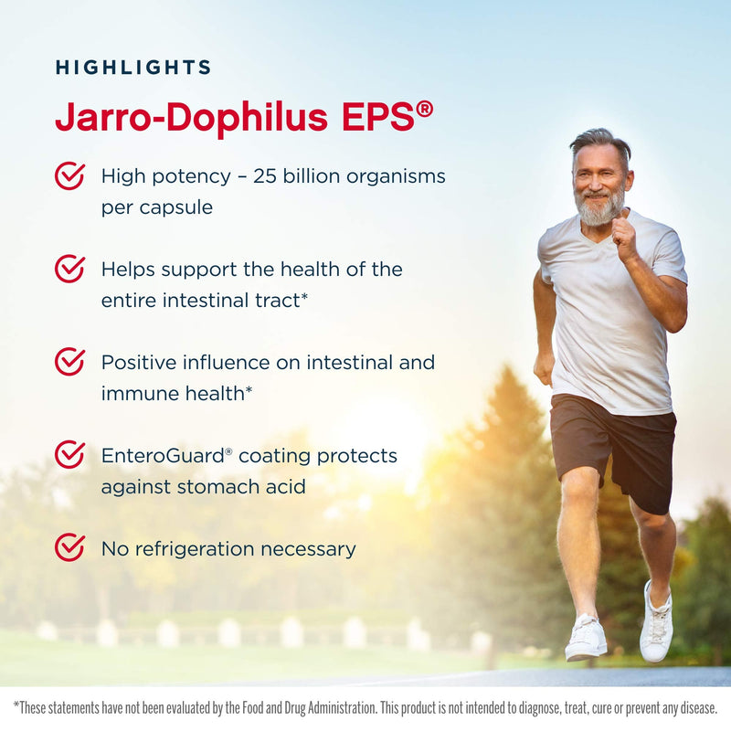 [Australia] - Jarrow Formulas Jarro-Dophilus EPS Higher Potency, Supports Intestinal and Immunal Health, 25 Billion Cells Per Veggie Capsules, 60 Count 