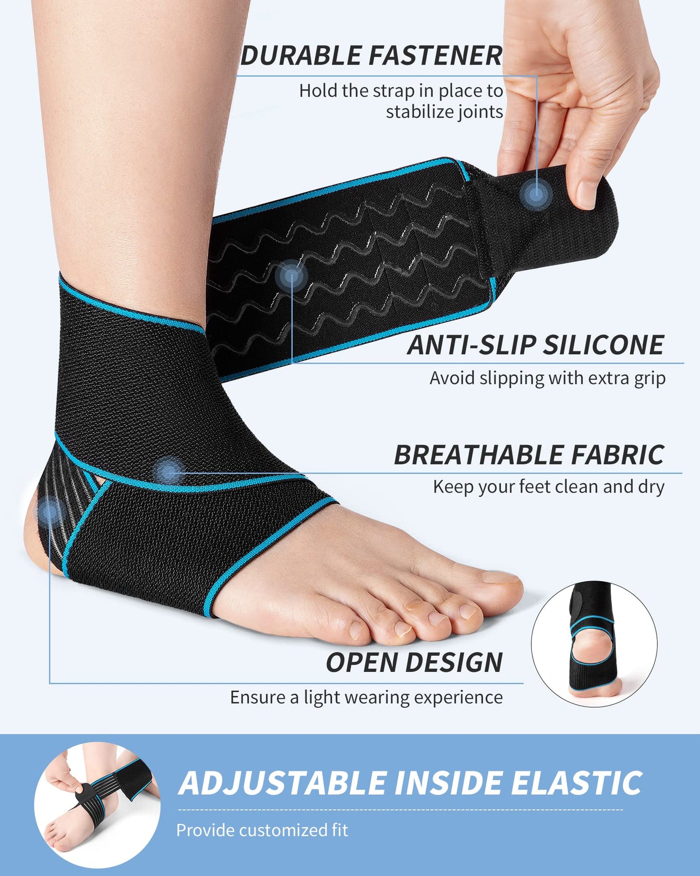 Ankle Support Brace 2 Pack, Adjustable Compression Ankle Braces for Sports  Protection, One Size Fits Most for Men & Women – BODYPROX