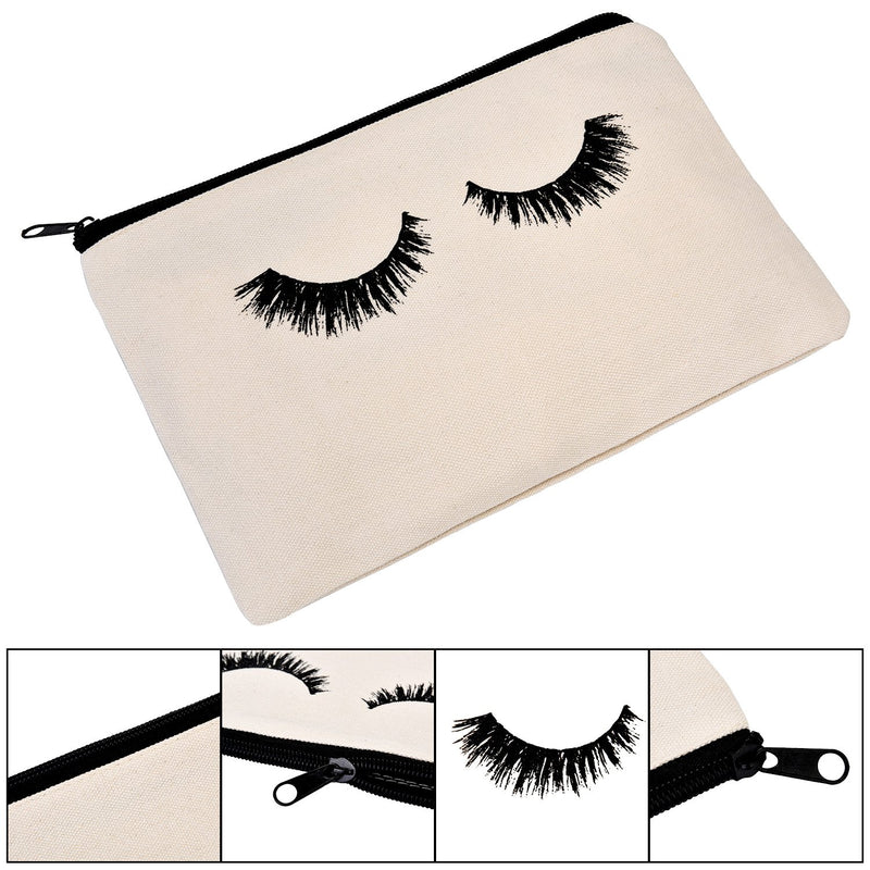 [Australia] - 10 Pieces Eyelash Makeup Bags Cosmetic Bags Travel Make up Pouches with Zipper for Women Girls (White) 