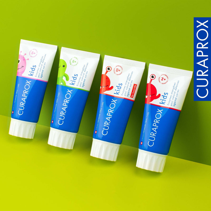[Australia] - Curaprox Children's Toothpaste CS Kids Strawberry, 60ml - Strawberry Toothpaste for Kids 2 + Years with 950 ppm Fluoride - SLS Free, Microplastic Free & Triclosan Free Kids Toothpaste, Clear 