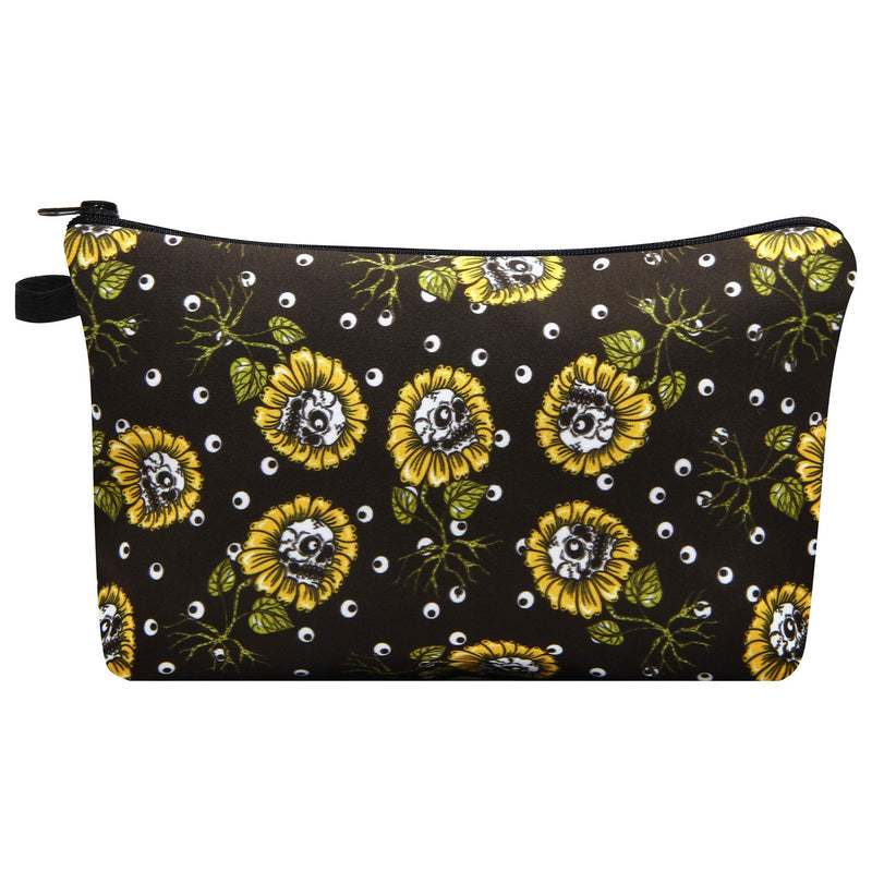 [Australia] - Women Cosmetic Bag Travel Makeup Pouch Waterproof Makeup Bag for Purse Portable Toiletry Bag Accessories Organizer Skull Sunflower 