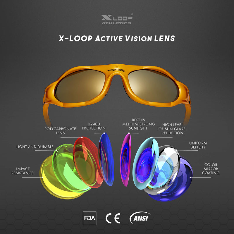 [Australia] - X LOOP Kids Teen Boys Sunglasses Age 8-16 Performance Sport Cycling Baseball Running Skiing Wrap Around Shades Gold | Gold Mirror 