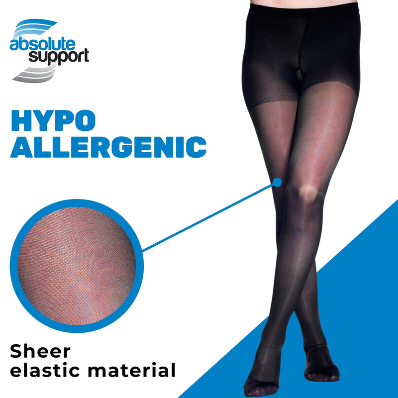 [Australia] - Made in USA - Sheer Compression Pantyhose 20-30mmHg for Women Circulation Medium Black 