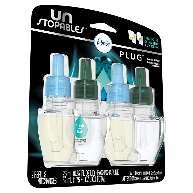 [Australia] - Febreze Plug in Air Fresheners, Unstopables Fresh, Odor Eliminator for Strong Odors, Scented Oil Refill (2 Count) 