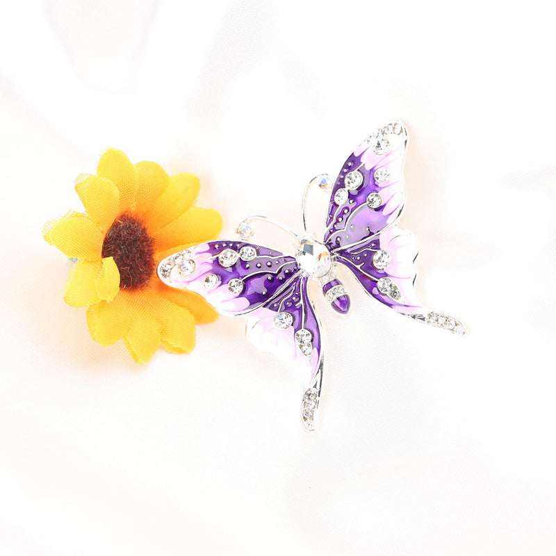 [Australia] - FEELMEM Crystal Rhinestone Butterfly Brooch Pin Blue Color Butterfly Brooches for For Women Girls Wedding/Banquet/Birthday Party purple 