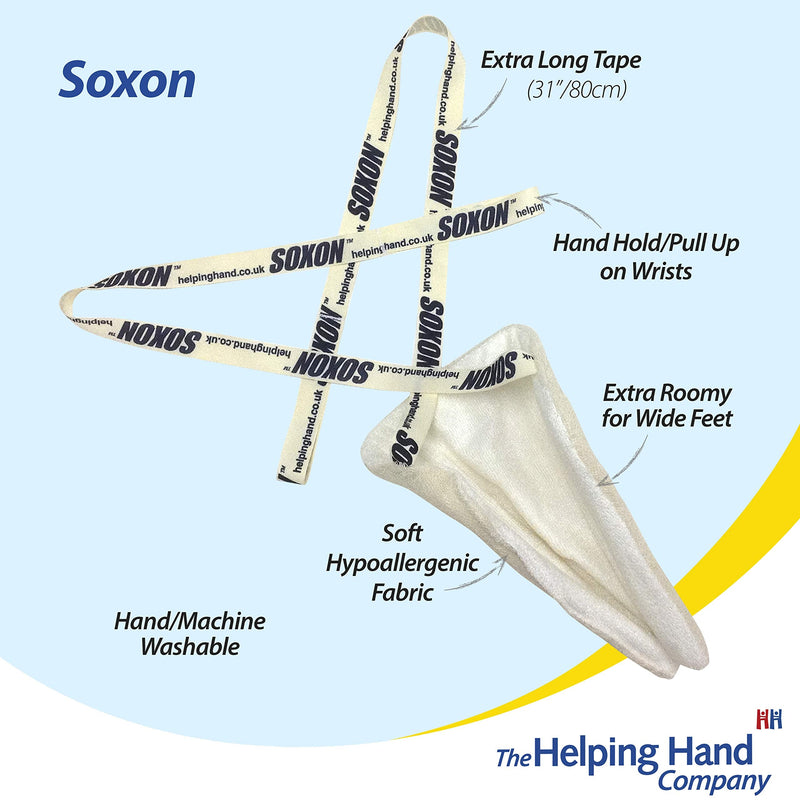 [Australia] - The Helping Hand Company Soxon Sock Aid - Fabric Sock Aid Tool and Stocking Applicator - Easy to Use Sock Puller Aid for Elderly, Disabled, Pregnant Women, Arthritis and Hip Recovery, White Single 
