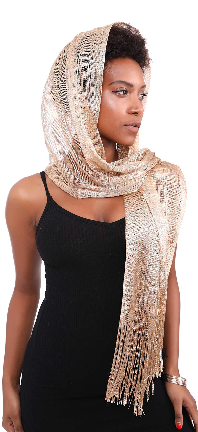 [Australia] - MissShorthair Women's Sparkle Shawls and Wraps for Party Dresses 1* Metallic Champagne Gold 