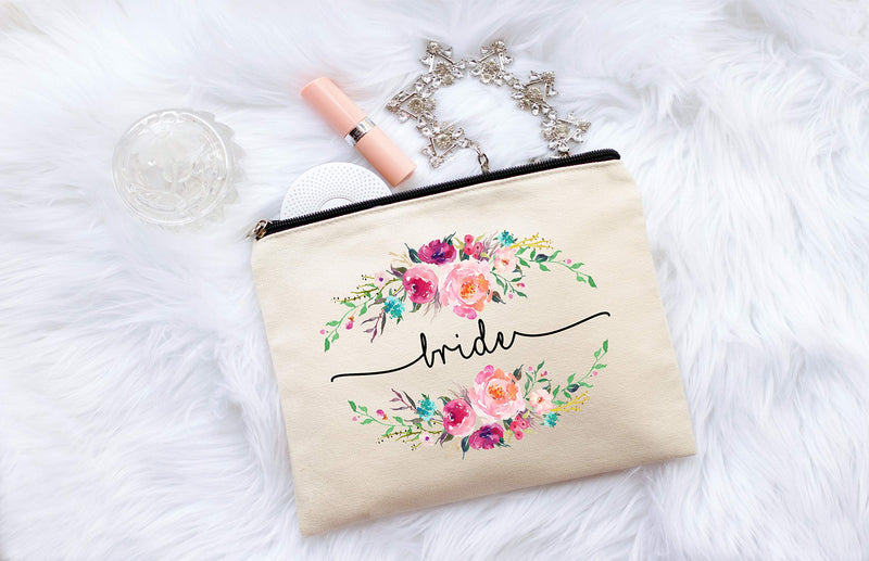 [Australia] - Bride Makeup Bag, Bride Gift, Bride Cosmetic Bag, Engagement Gift, Bride Makeup Zipper Pouch, Bridal Shower, Engagement Gift 