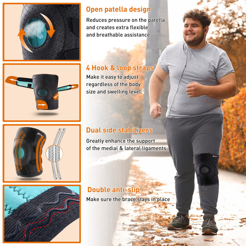 [Australia] - Plus Size Knee Brace for Women and Men,Extra Large Knee Braces for Knee Pain Plus Size,Patellar Knee Brace with Side Stabilizers for Meniscus Tear, Arthritis,Acl,Chondromalacia,Left(4XL/5XL/6XL) Plus-2-Left 