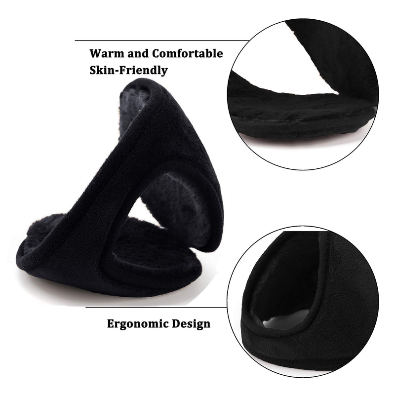 [Australia] - HIG Ear Warmers for Men & Women Classic Fleece Unisex Winter Warm Earmuffs Black 