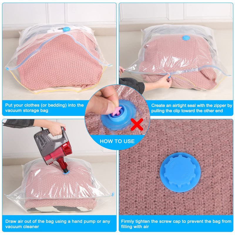 [Australia] - Uhogo Vacuum Storage Bags, 4 Pack Small Vacuum Bags 60x40cm, Double Zip Seal Reusable for Clothes, Duvets, Bedding, Pillows, Blankets, Suitcase, Travel 4 Small 60x40cm 