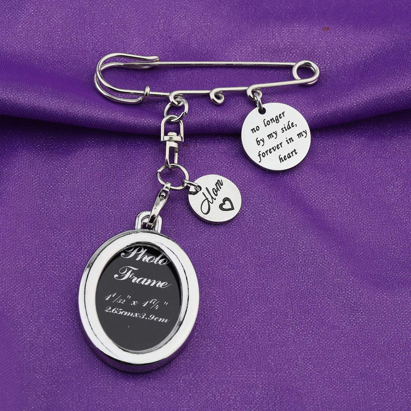 [Australia] - LQRI Wedding Bouquet Photo Charm Memorial Safety Pin Brooch No Longer by My Side Forever in My Heart Walk Down The Aisle Bridal Charm in Memory of Dad memorial mom 