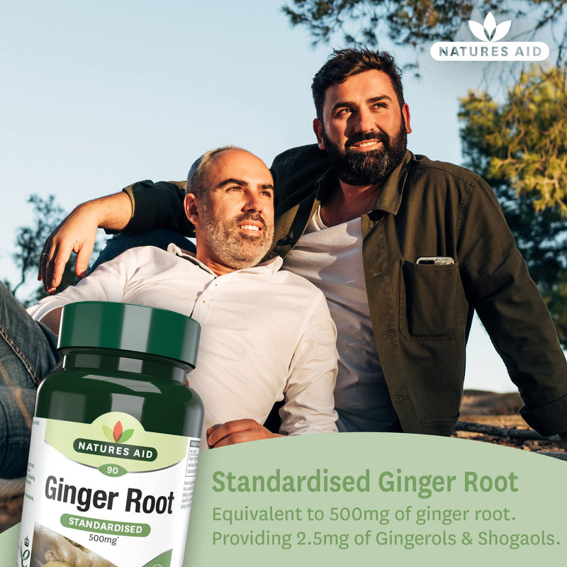 [Australia] - Natures Aid Ginger Root 500 mg 90 Tablets (Botanical Supplement, Providing Gingerols and Shogaols, Vegan Society Approved, Made in the UK) 