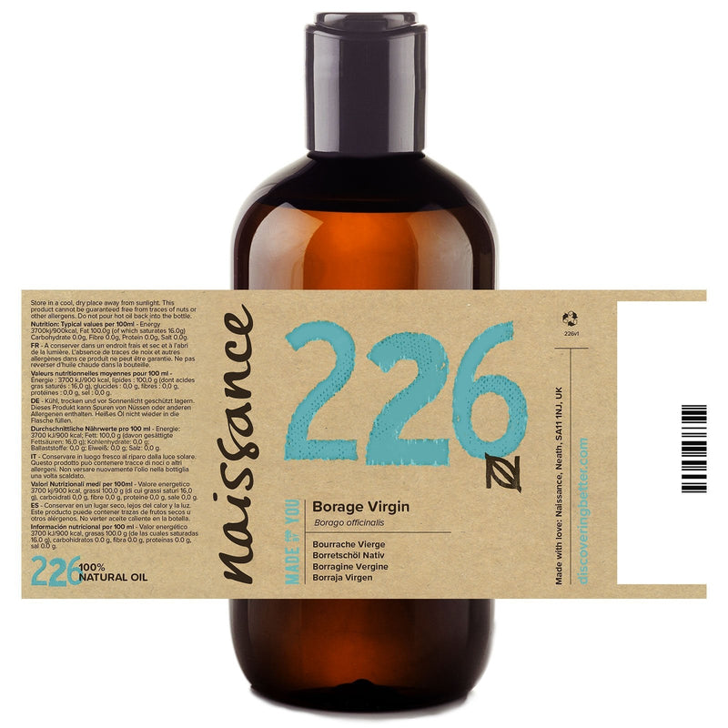 [Australia] - Naissance Virgin Borage (Starflower) Seed Oil 250ml 100% Pure & Naturally High in GLA (Gamma-Linolenic Acid) 