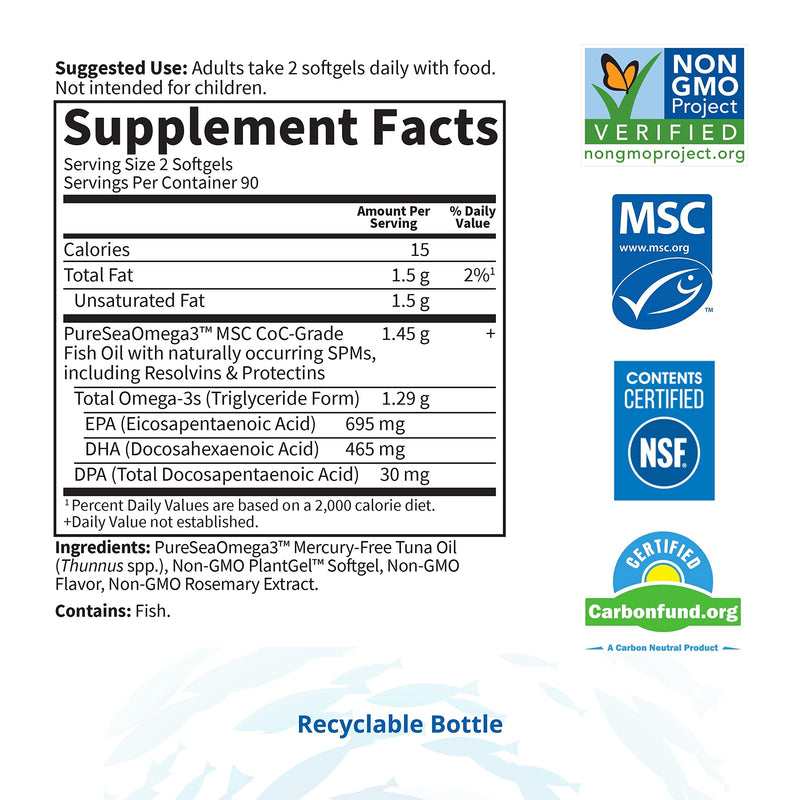 [Australia] - Garden of Life Dr. Formulated Advanced Omega Fish Oil - Lemon, 1,290mg EPA, DHA + DPA in Triglyceride Form, Single Source Omega 3 Supplement for Ultimate Brain & Heart Health, Non-GMO, 180 Softgels 180 Count (Pack of 1) 