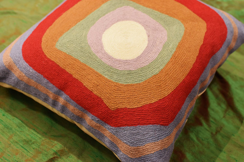 [Australia] - Kashmir Designs Kandinsky Modern Pillow Cover - Ruby IV | Abstract Pillow | Modern Farmhouse Pillow| Contemporary Pillows | Modern Chair Pillows | Mid Century Chair Cushion | Handmade Wool Size 18x18 Ruby Square Iv 