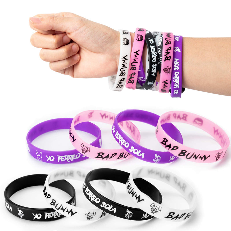 [Australia] - 8TEHEVIN 24PCS Bad Bunny Wristband Bracelet, Rock Bands Silicone Wristbands, Cool Silicone Bracelets, Stretch Wristband for Men Women, Motivational Rubber Bracelets Sports Edition, Bad Bunny Gifts 