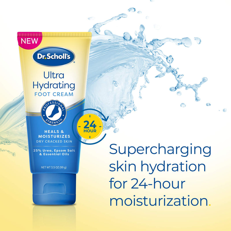 [Australia] - Dr. Scholl's Ultra Hydrating Foot Cream 3.5 oz, Lotion with 25% Urea for Dry Cracked Feet, Heals and Moisturizes for Healthy Feet Hydrating Cream, 3.5oz 