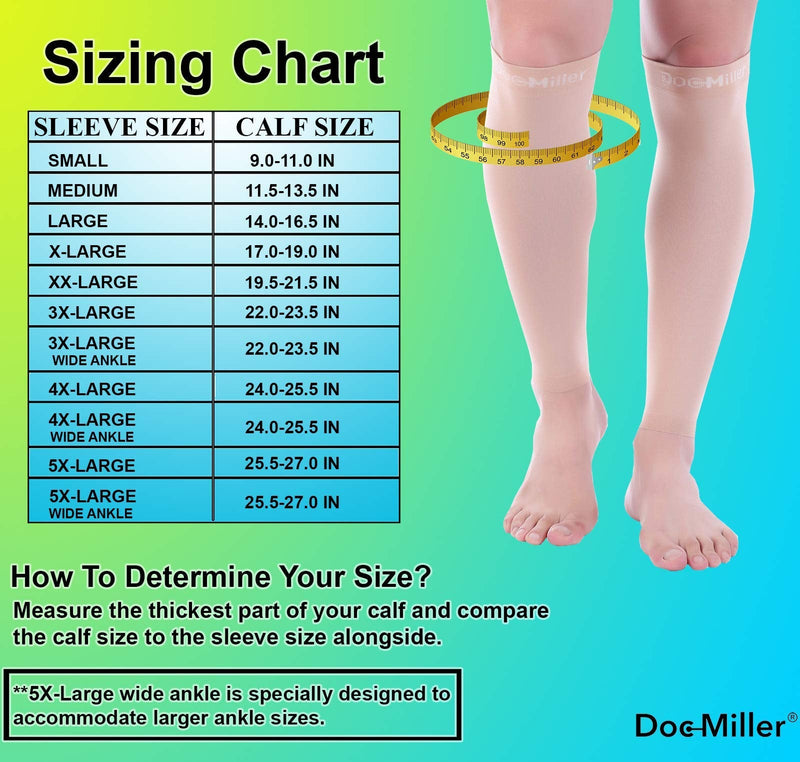 [Australia] - Doc Miller Calf Compression Sleeve Men - 30-40 mmHg, Medical Grade Calf Sleeves for Men and Women Supports Shin Splints, and Varicose Veins Recovery - 1 Pair Medium Size - Beige Calf Sleeve 
