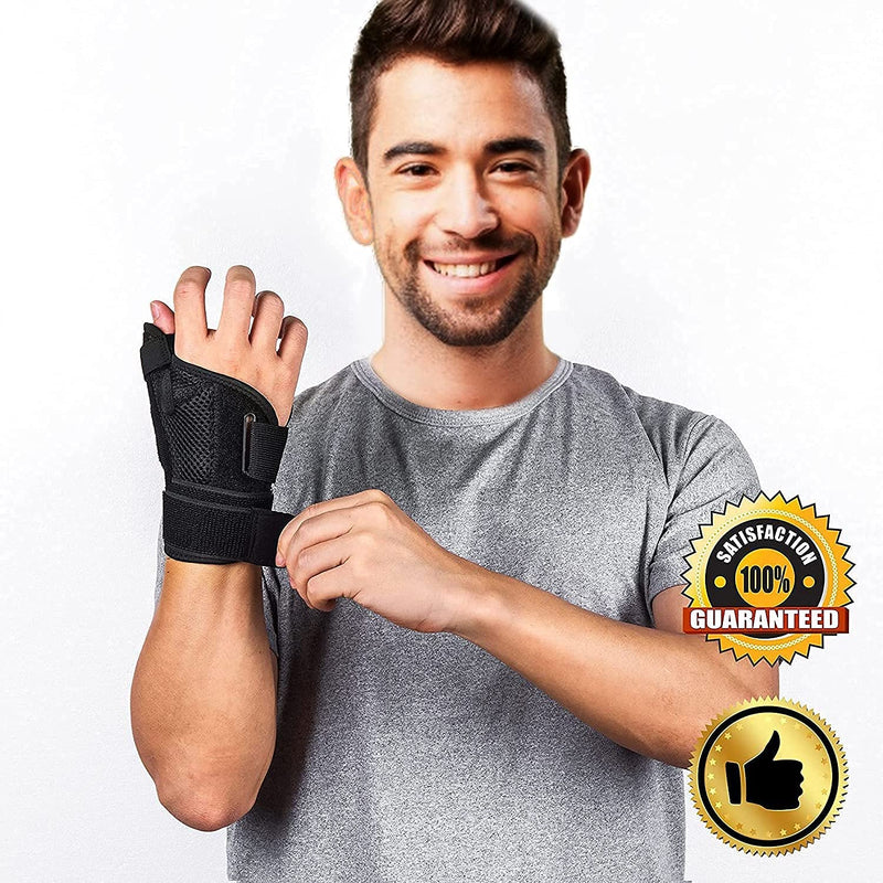 [Australia] - DropSky [4 Pieces] Gel Wrist Thumb Support Braces Soft Waterproof, Relief Pain Carpal Tunnel, Arthritis Thumb, Fits Both Hands, Lightweight, Therapy Rubber-Latex, Stabilizer Support (Fabric Black) 