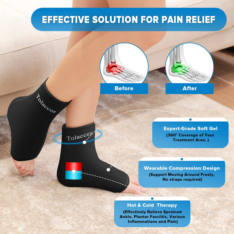 [Australia] - Ankle Foot Ice Pack Wrap for Injuries, Reusable Gel Ice Pack for Hot and Cold Therapies, Flexible Cold Pack for Achilles Tendonitis,Plantar Fasciitis,Swelling,Sprained,Post-Surgery Recovery L-(pack of 1) 